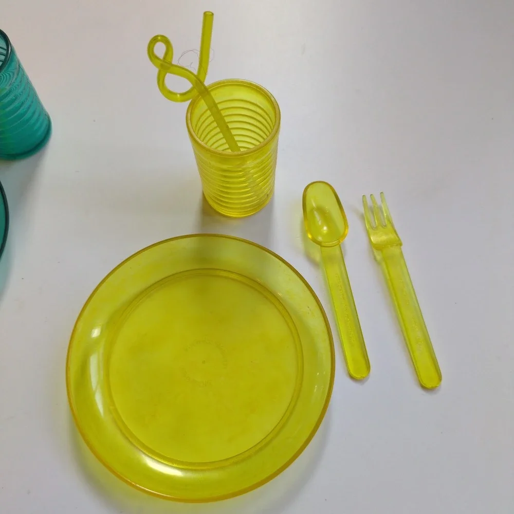 Vtg 1996 American Girl Birthday Cookout Picnic Plates Cups Straws Napkin Utensil